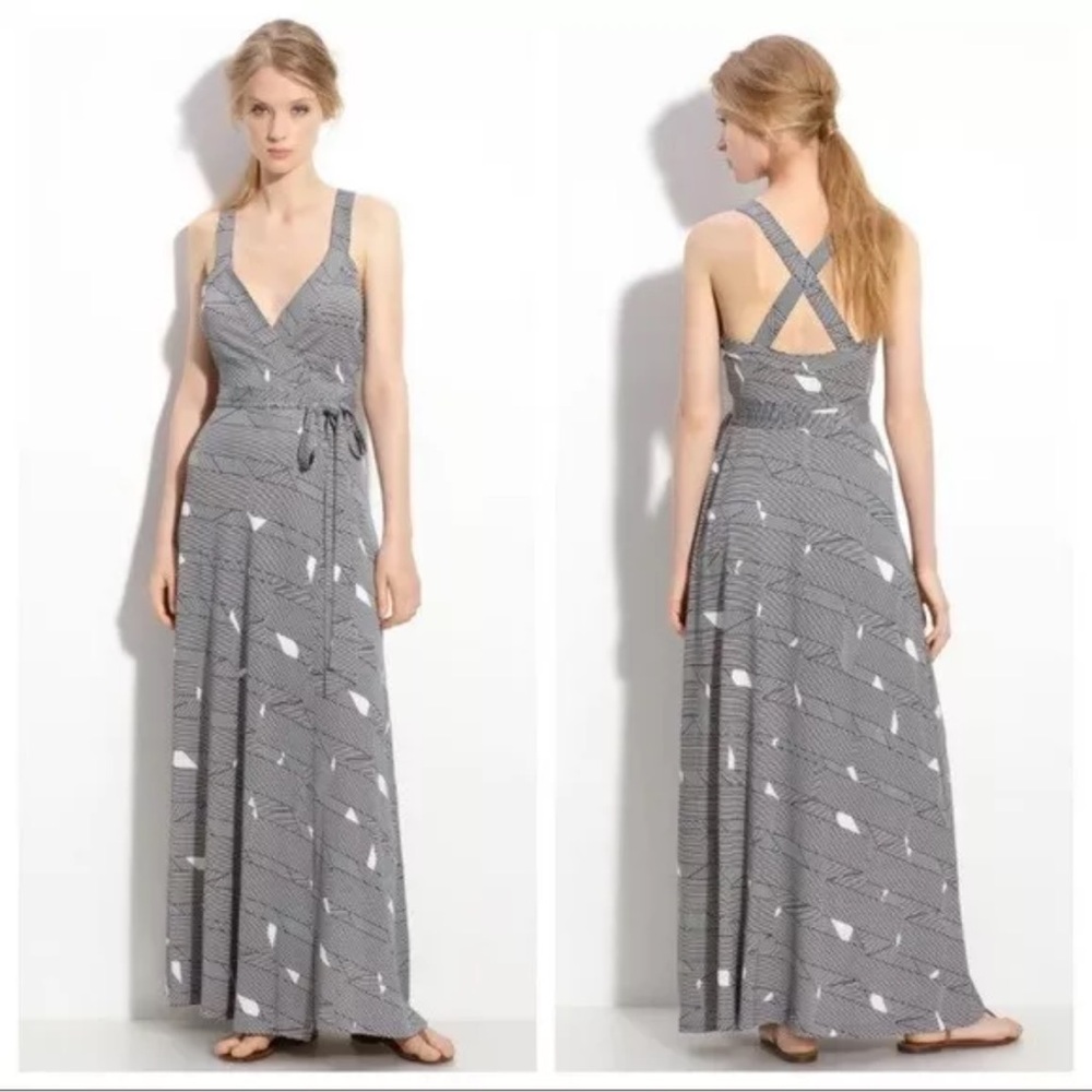 DVF Diane von Furstenberg SAMSON Wrap Silk Maxi Dress Abstract Stripe